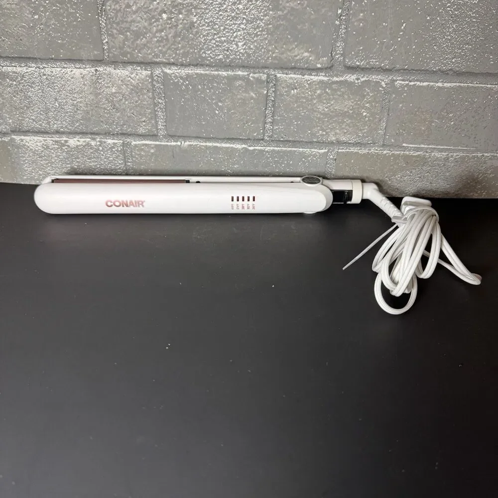 Conair Double Ceramic 1” Flat Iron Hair Straightener CS221DGN White Rose Gold